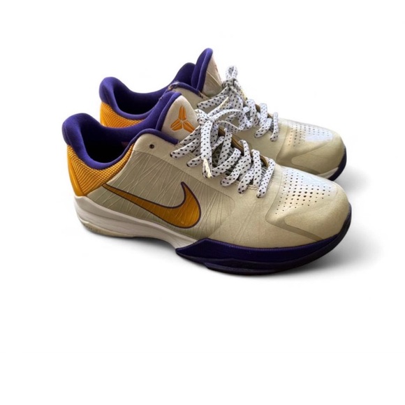 Nike Other - Nike Lakers Kobe V 5 Home 5.5Y Youth Boys Purple Yellow White Sneakers